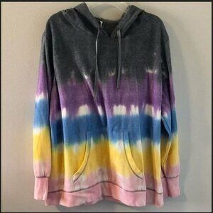 NWOT Jaclyn Intimates Multicoloured Tie Dye Pullover Hoodie L